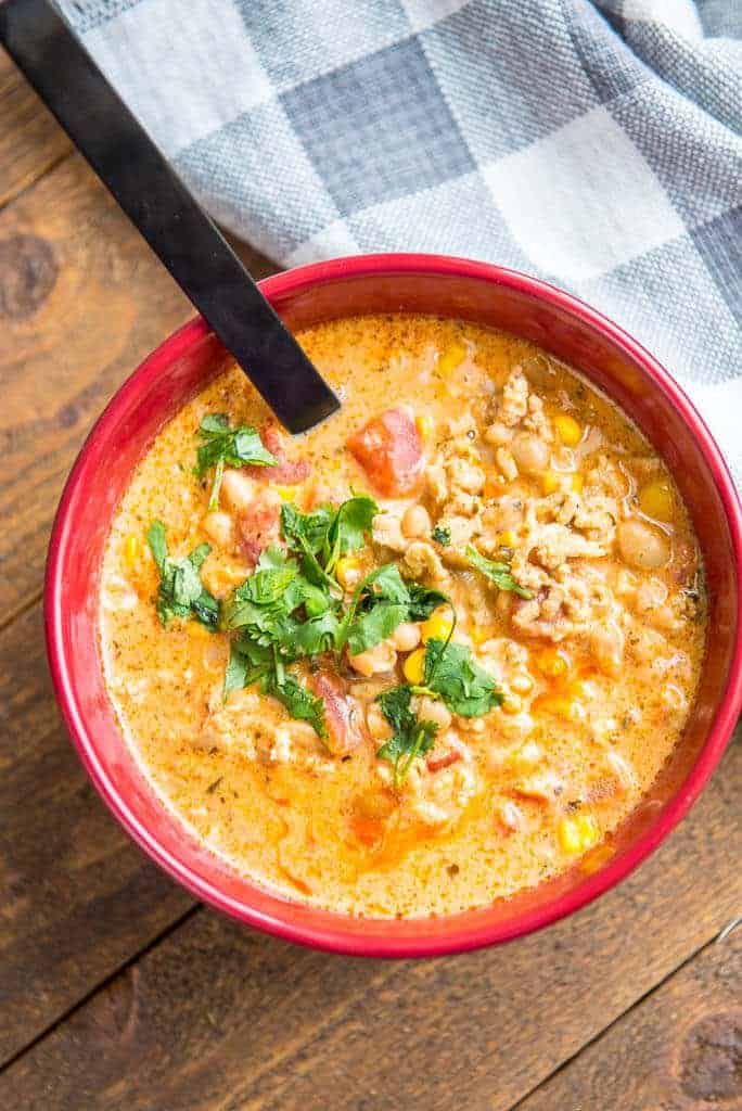 Healthy Thanksgiving Slow Cooker Buffalo Chicken Chili