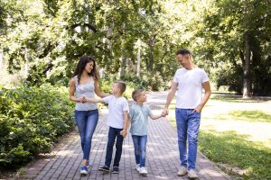 Family walking in the park