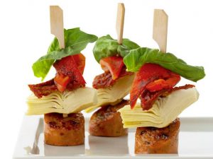 Thanksgiving Appetizer Antipasto Sausage Skewers