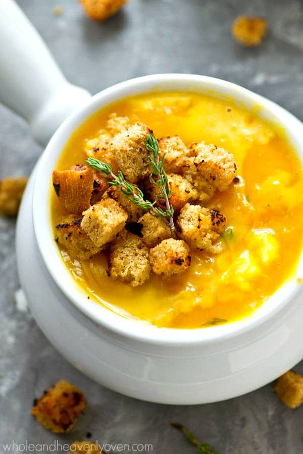 Crockpot Roasted Garlic Butternut Squash Soup
