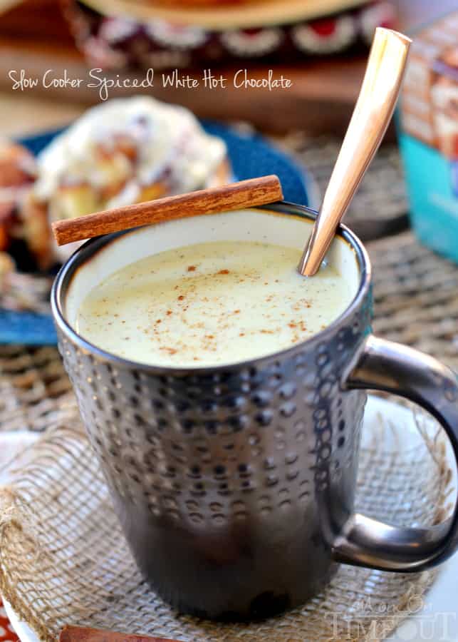Healthy Thanksgiving Slow Cooker Spiced White Hot Chocolate